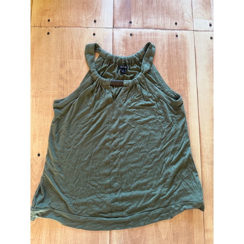 Apt 9 Womens Medium Olive Green Halter Tank Top Metal Detail Rayon Sleeveless
